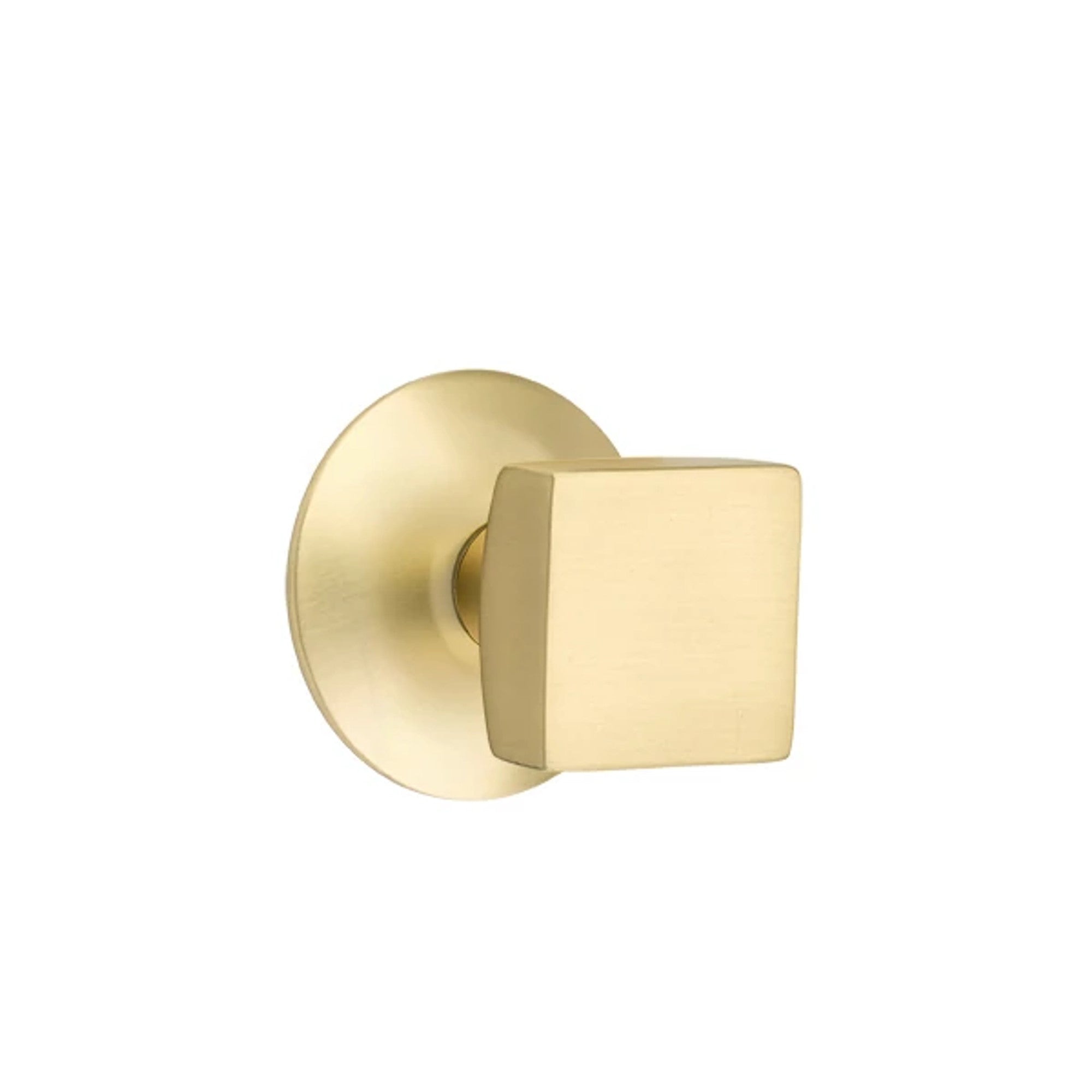 Emtek Square Knob with Modern Rosette in Satin Brass