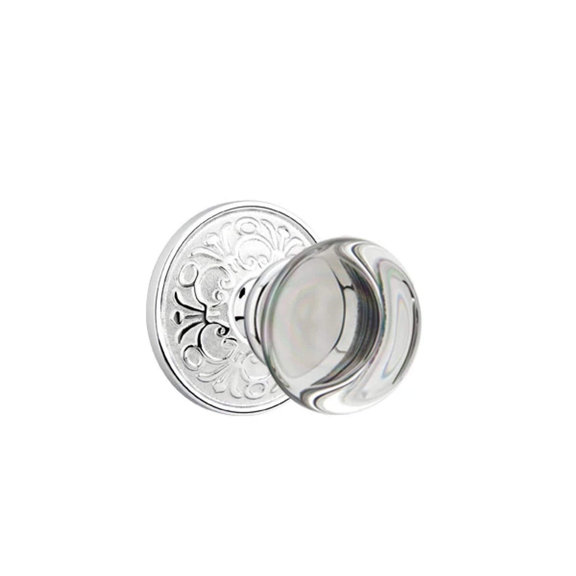 Emtek Providence Glass Knob with Lancaster Rosette in Polished Chrome