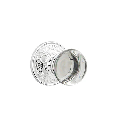 Emtek Providence Glass Knob with Lancaster Rosette in Polished Chrome