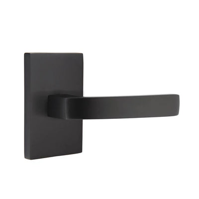 Emtek Breslin Lever with Modern Rectangular Rosette in Flat Black
