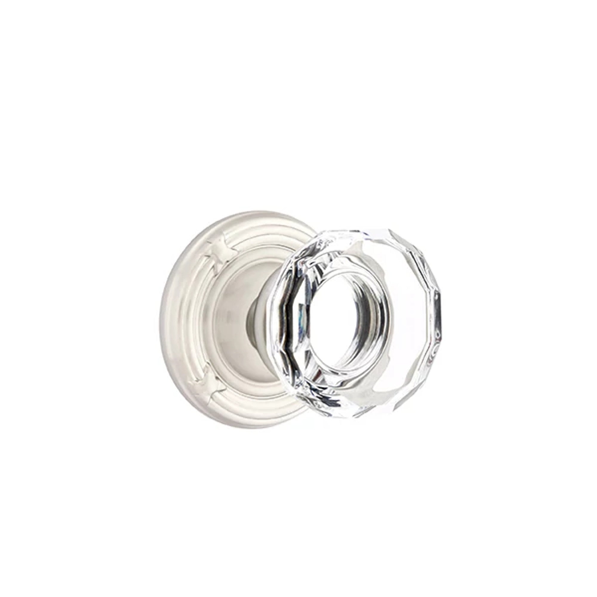 Emtek Lowell Knob with Ribbon & Reed Rosette in Satin Nickel