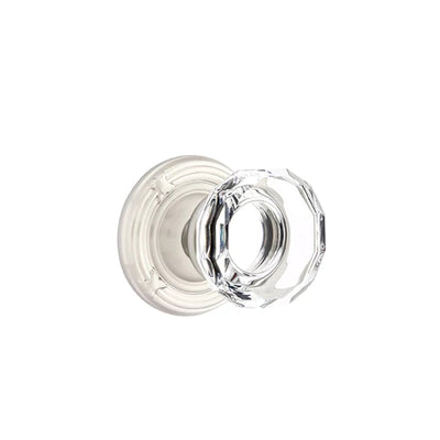 Emtek Lowell Knob with Ribbon & Reed Rosette in Satin Nickel