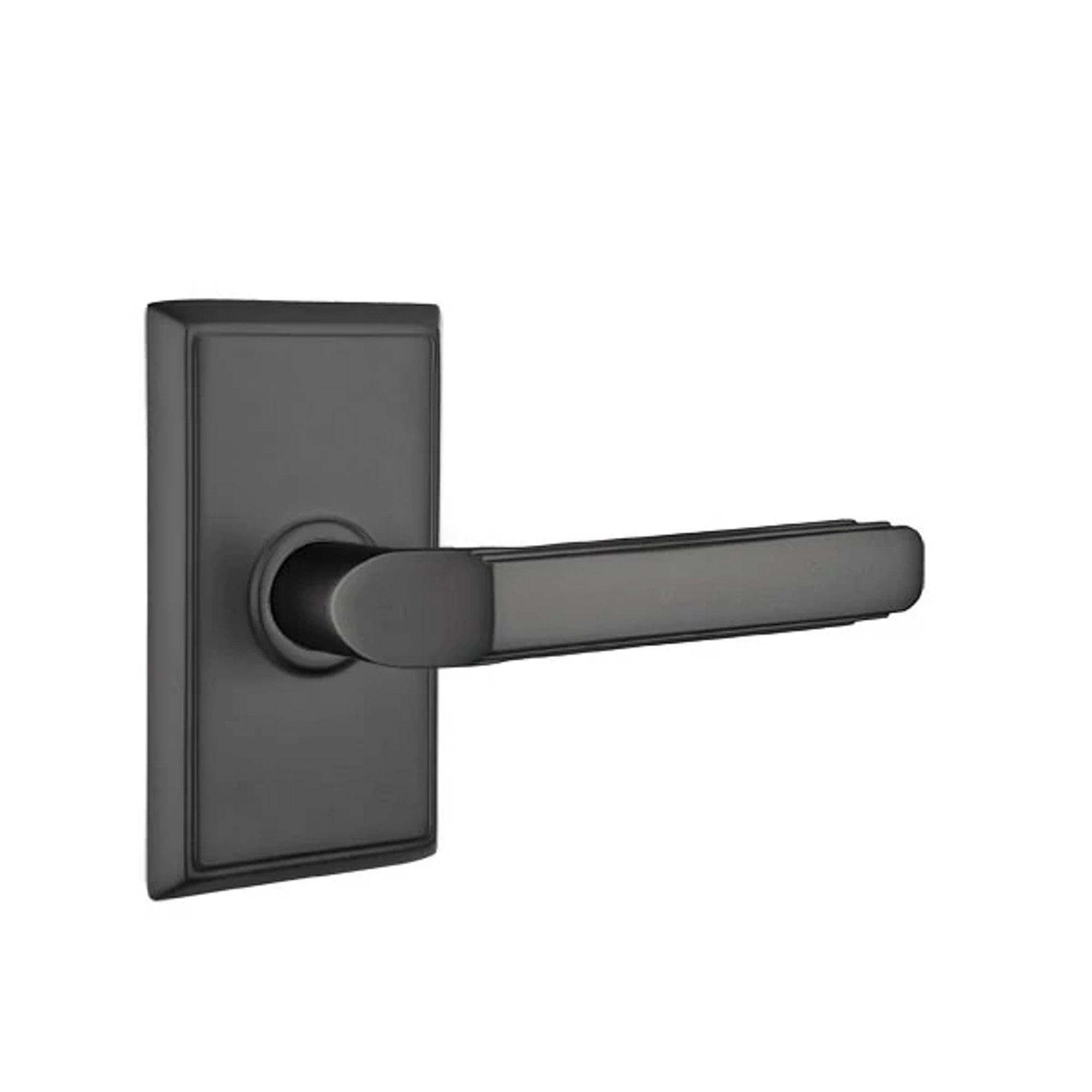 Emtek Milano Lever with Rectangular Rosette in Flat Black