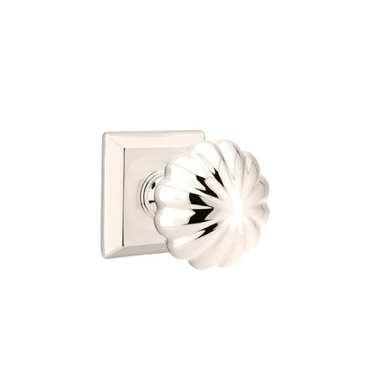 Emtek Melon Knob with Quincy Rosette in Polished Nickel