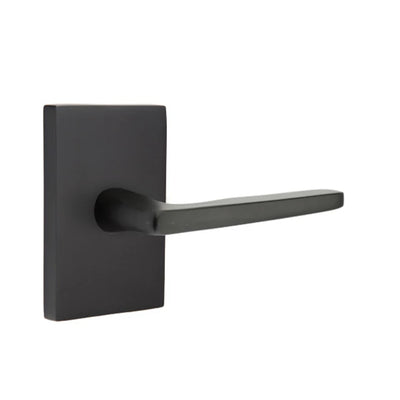 Emtek Hermes Lever with Modern Rectangular Rosette in Flat Black