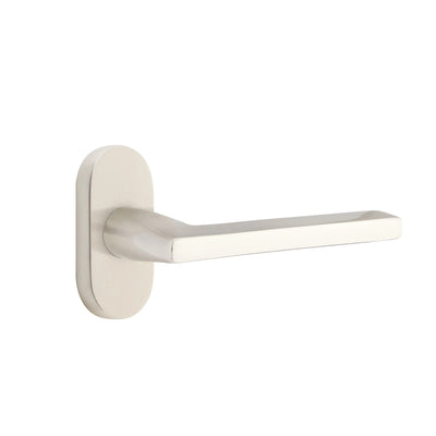Emtek Helios Lever with Oval Stretto 1-1/2" x 3" in Satin Nickel