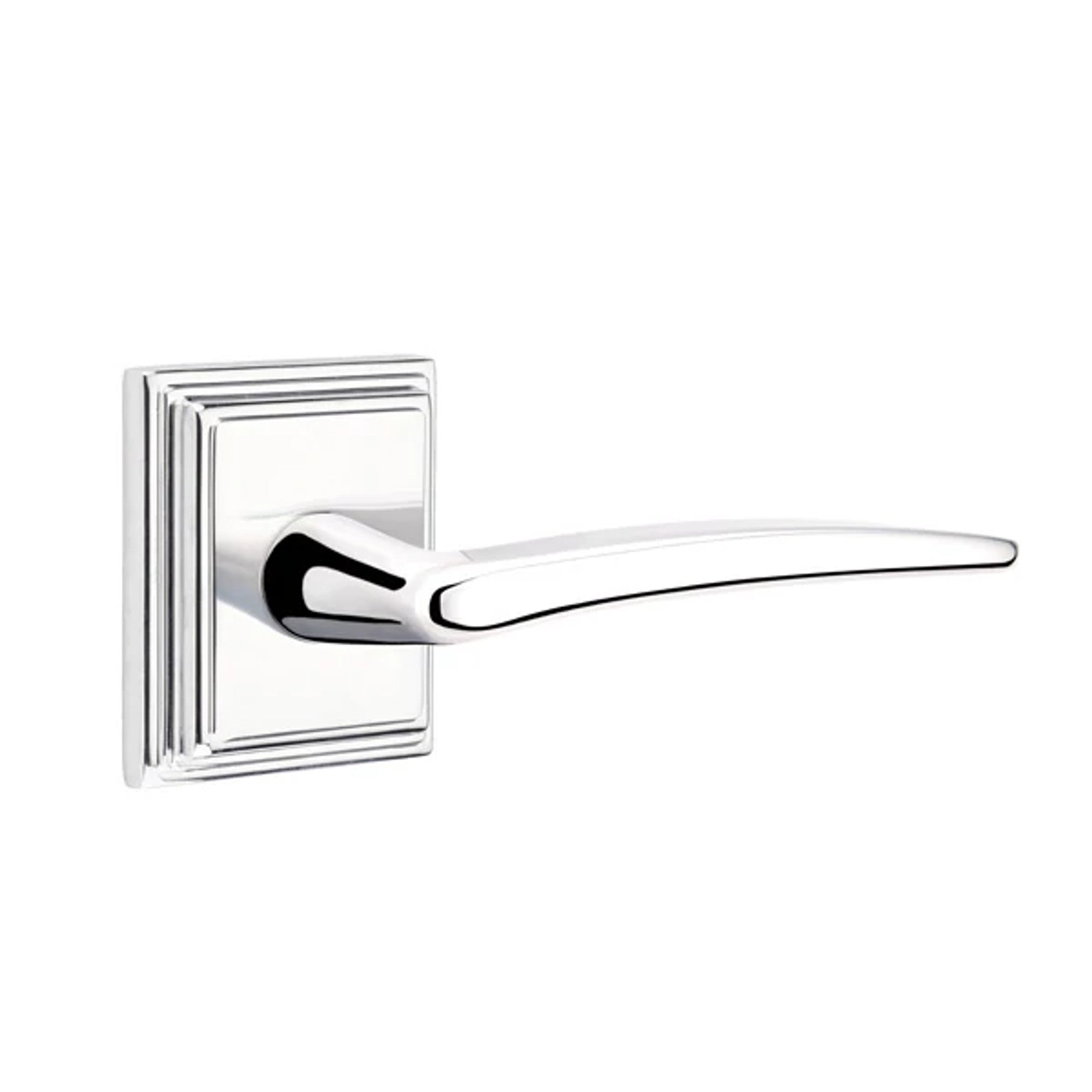 Emtek Poseidon Lever with Wilshire Rosette in Polished Chrome