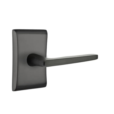 Emtek Hermes Lever with Neos Rosette in Flat Black