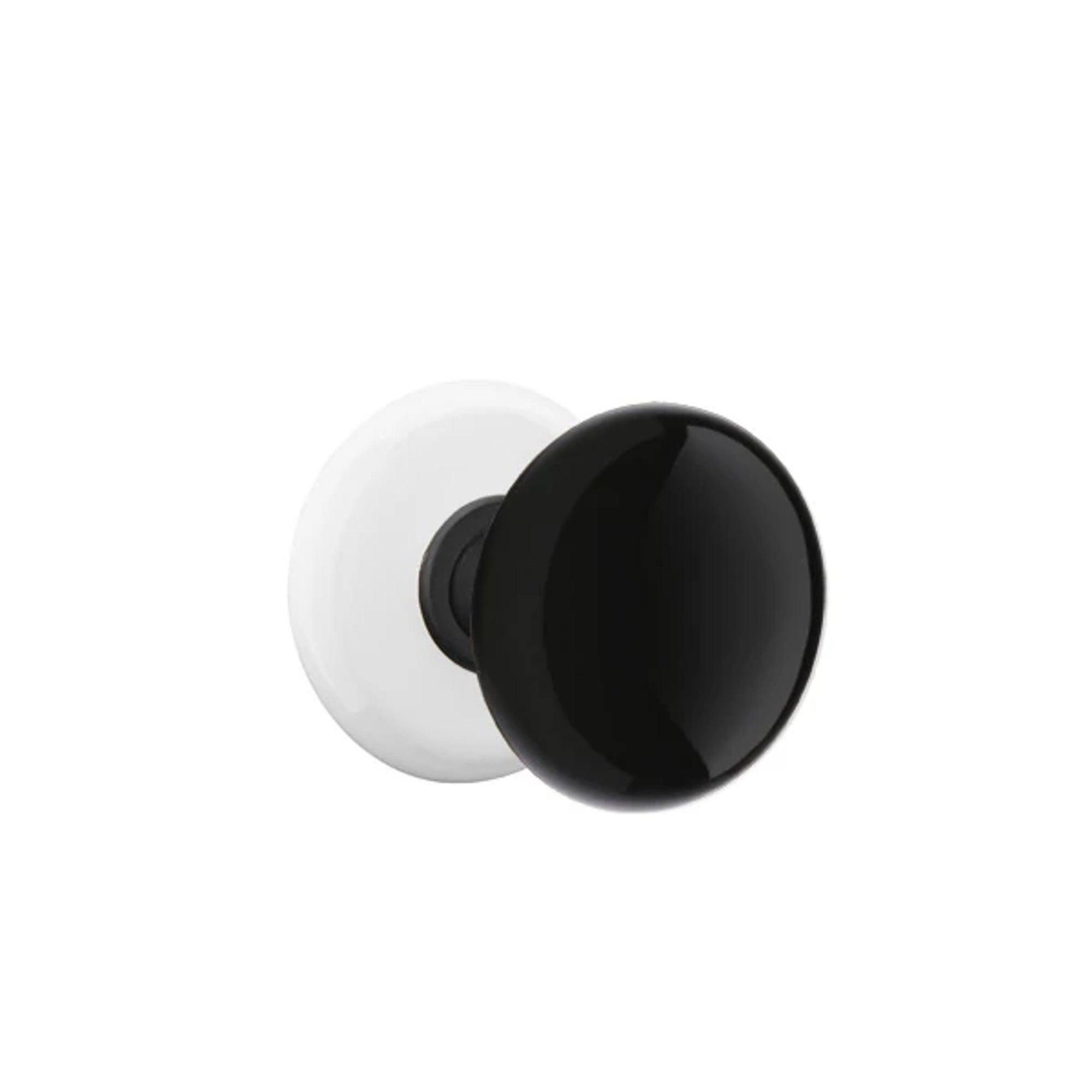 Emtek Ebony Knob with Porcelain Rosette in Flat Black