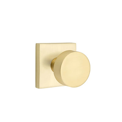 Emtek Round Knob with Square Rosette in Satin Brass