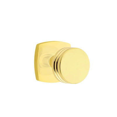 Emtek Bern Knob with Urban Modern Rosette in Unlacquered Brass