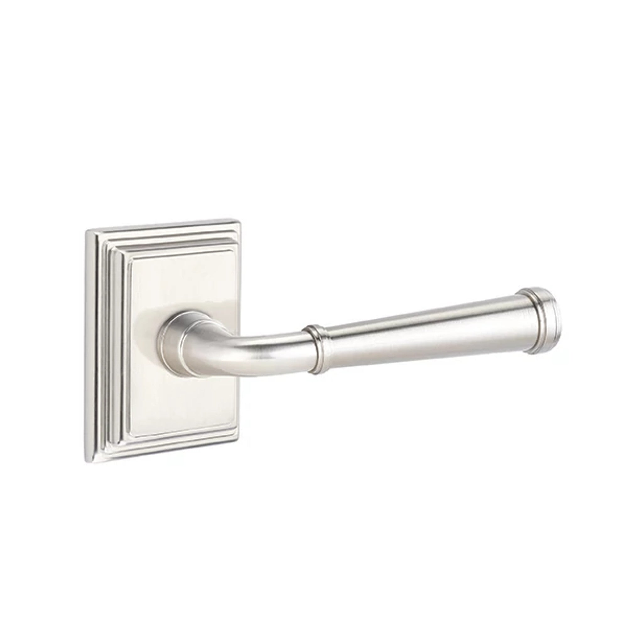 Emtek Merrimack Lever with Wilshire Rosette in Satin Nickel