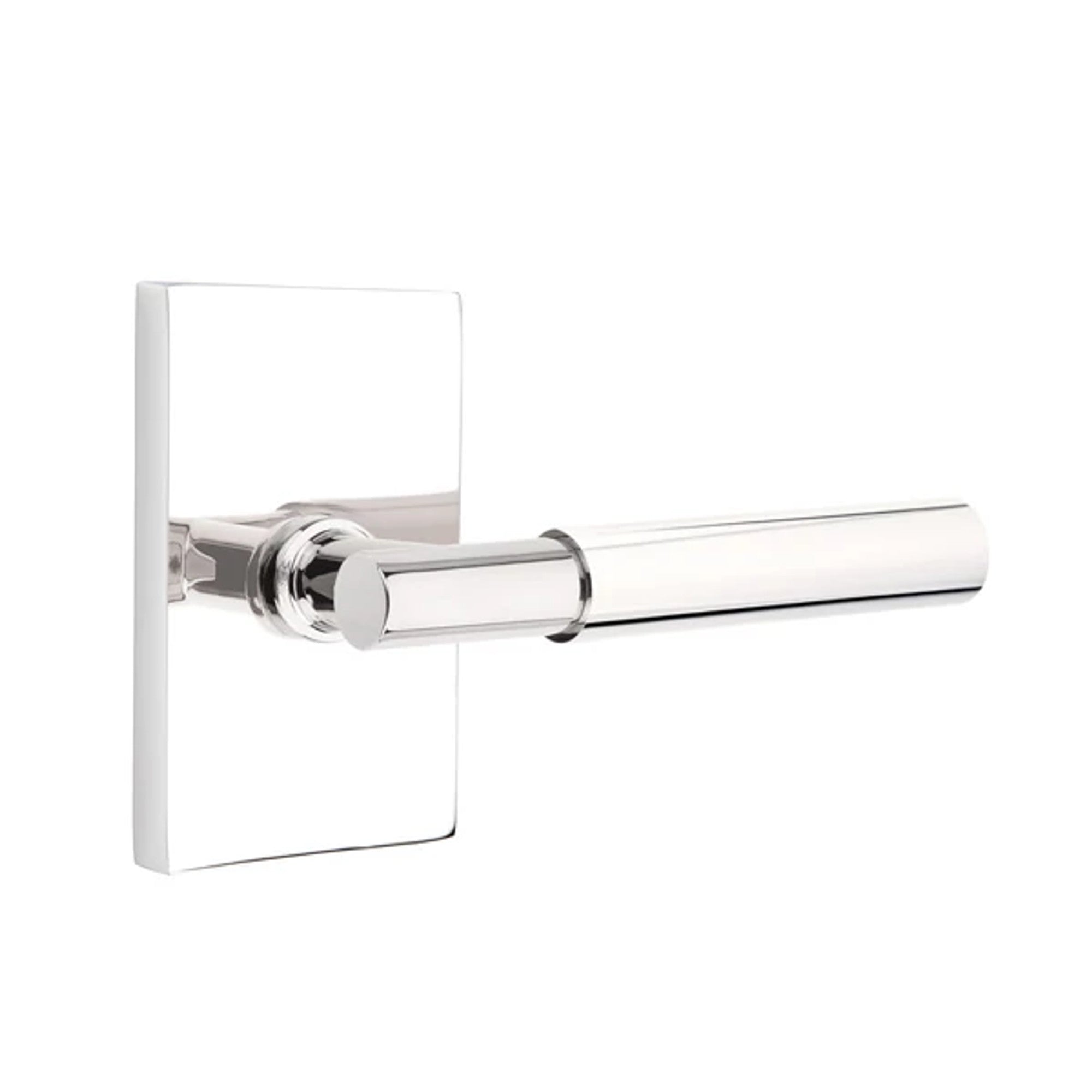 Emtek Myles Lever with Modern Rectangular Rosette in Polished Chrome