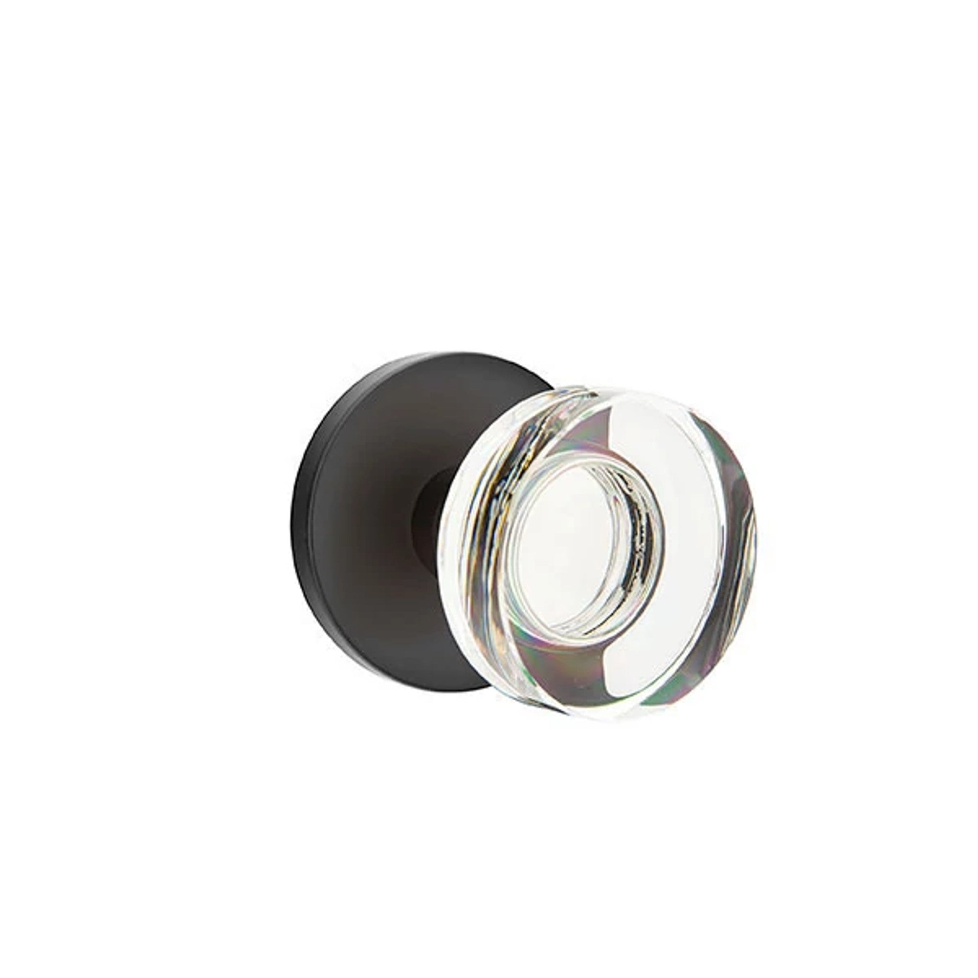 Emtek Modern Disc Glass Knob with Disk Rosette in Flat Black