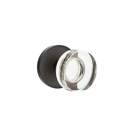 Emtek Modern Disc Glass Knob with Disk Rosette in Flat Black