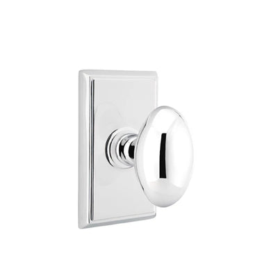 Emtek Egg Knob with Rectangular Rosette in Polished Chrome