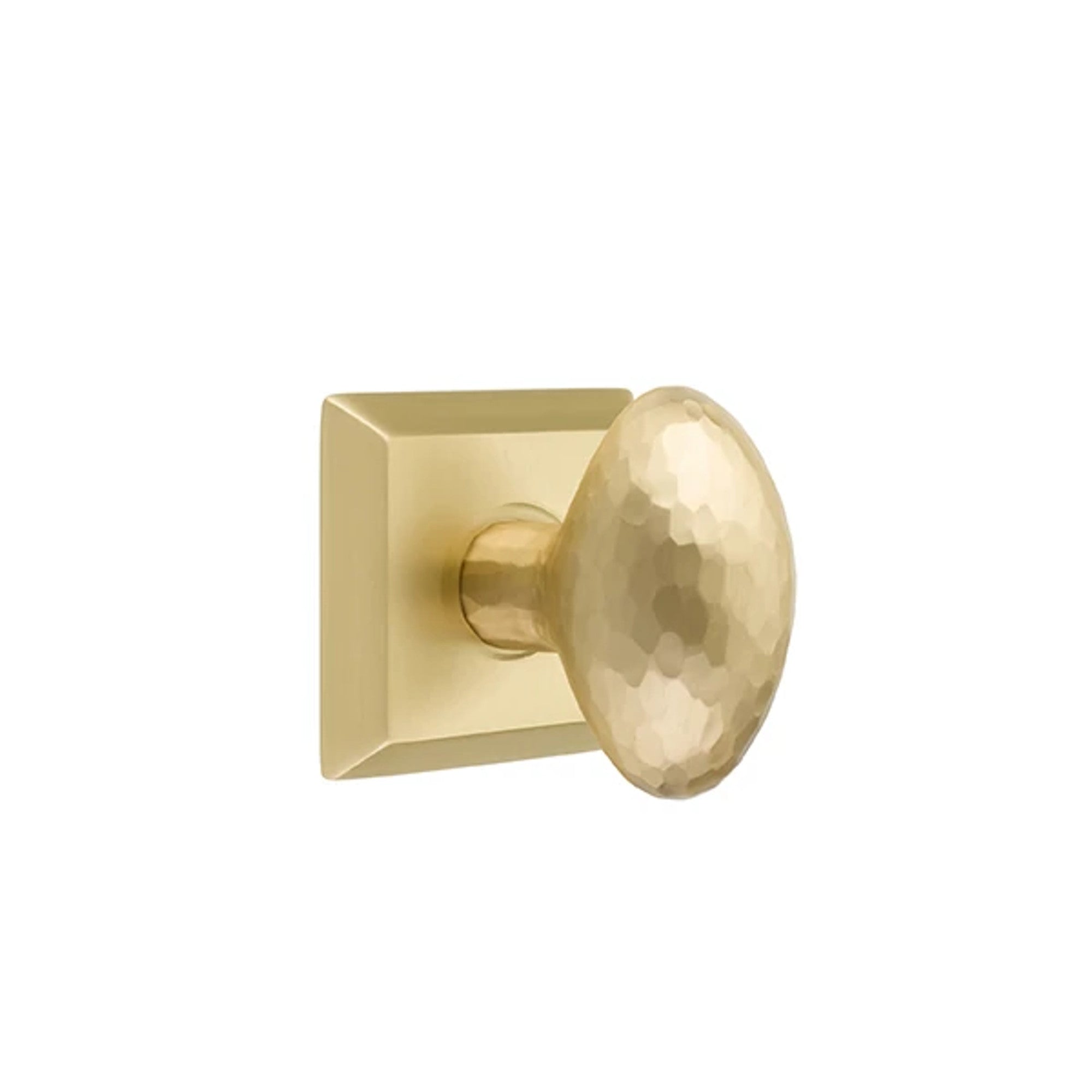 Emtek Hammered Egg Knob with Quincy Rosette in Satin Brass