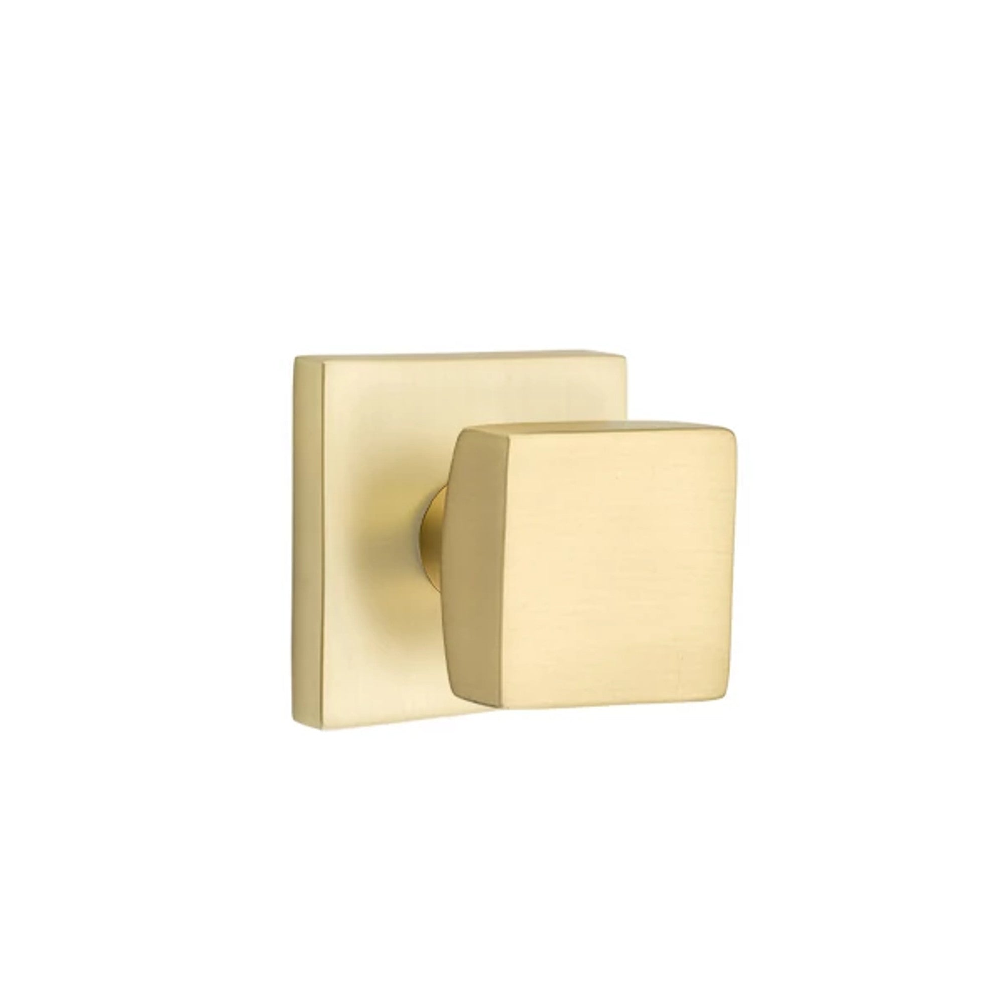 Emtek Square Knob with Square Rosette in Satin Brass
