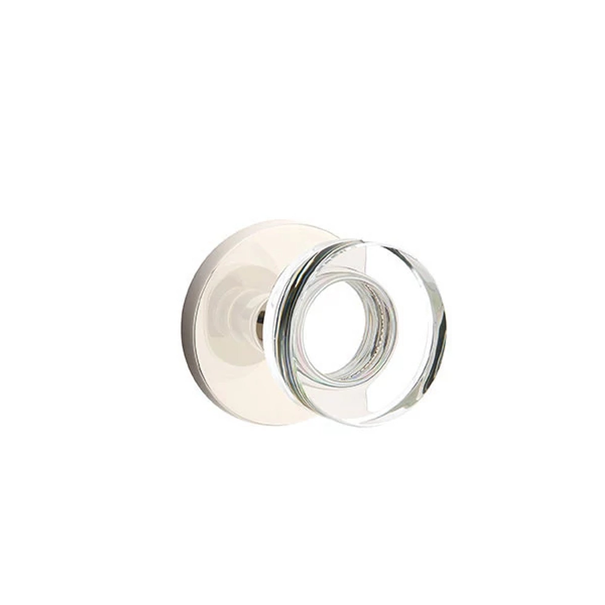 Emtek Modern Disc Glass Knob with Disk Rosette in Polished Nickel