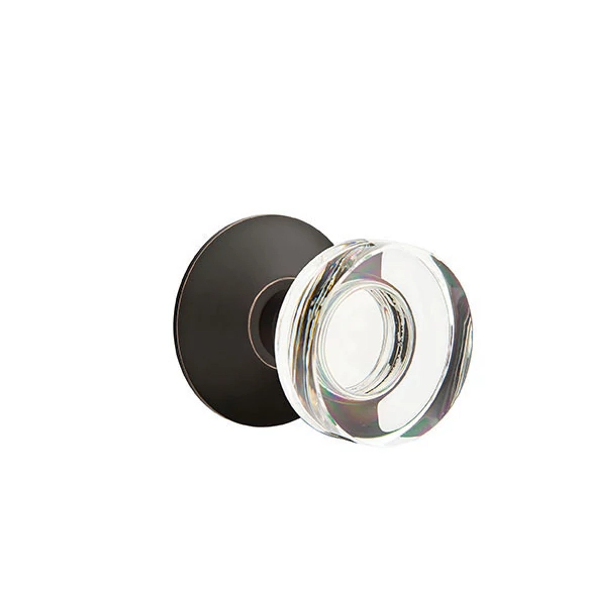 Emtek Modern Disc Glass Knob with Modern Rosette in Oil Rubbed Bronze