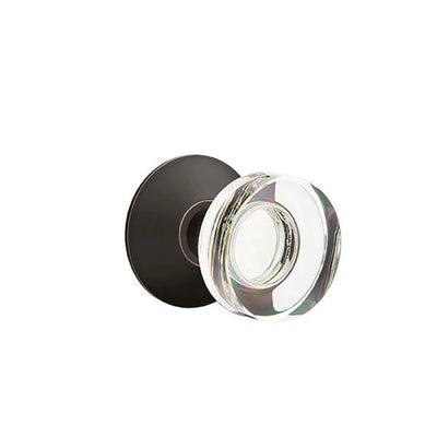 Emtek Modern Disc Glass Knob with Modern Rosette in Oil Rubbed Bronze