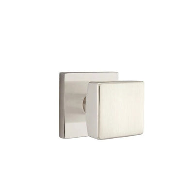 Emtek Square Knob with Square Rosette in Satin Nickel