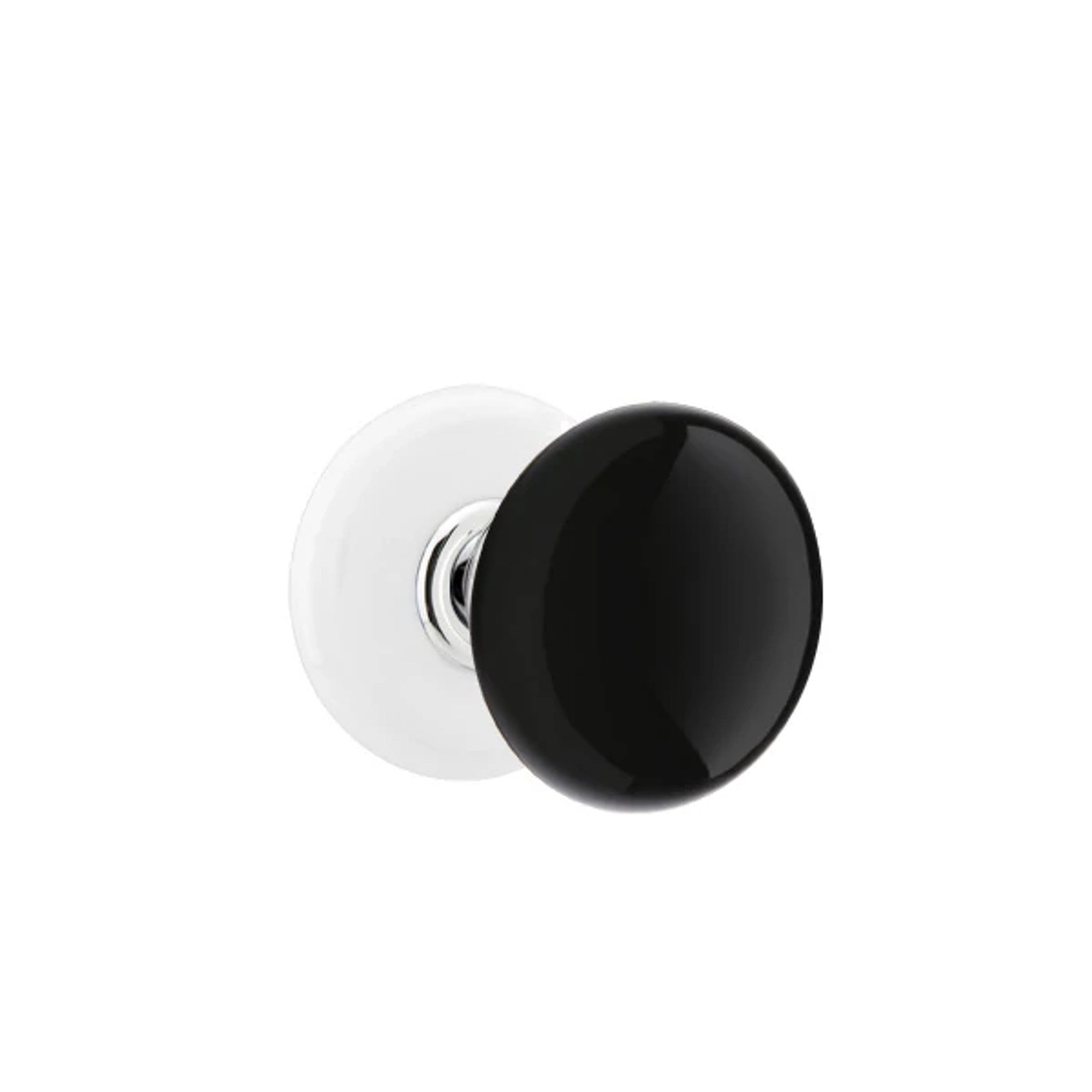 Emtek Ebony Knob with Porcelain Rosette in Polished Chrome