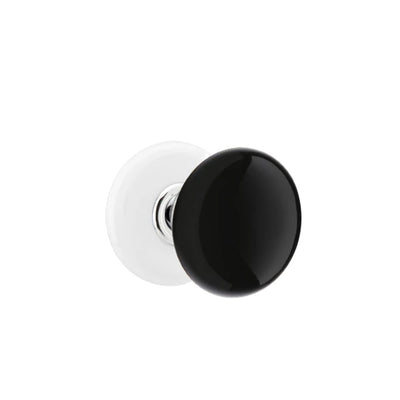 Emtek Ebony Knob with Porcelain Rosette in Polished Chrome