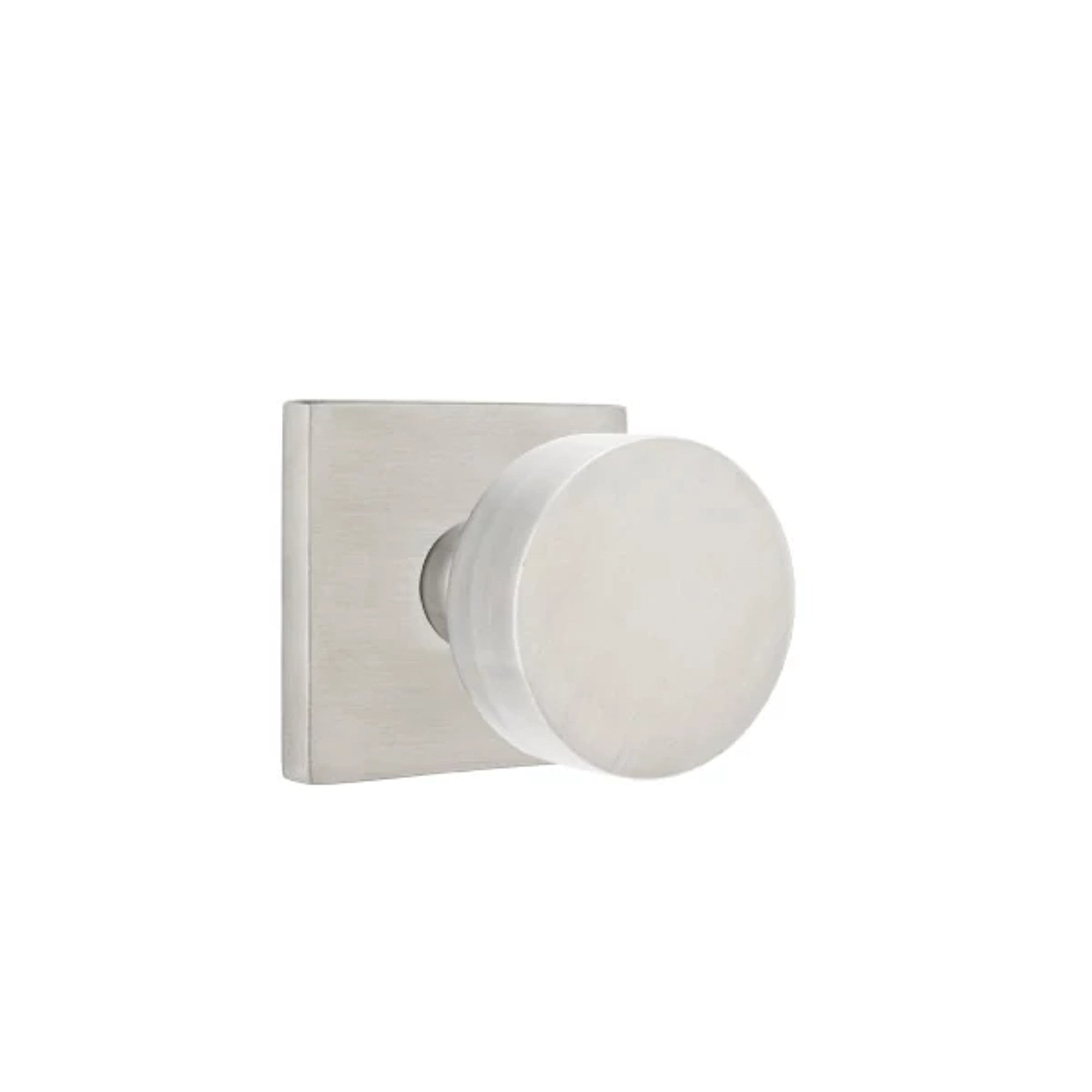 Emtek Round Stainless Steel Knob with Square Rosette in Brushed Stainless Steel