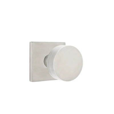 Emtek Round Stainless Steel Knob with Square Rosette in Brushed Stainless Steel