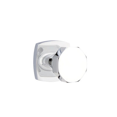 Emtek Octagon Knob with Urban Modern Rosette in Polished Chrome