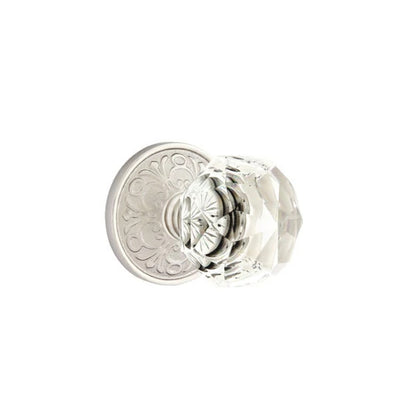 Emtek Diamond Knob with Lancaster Rosette in Satin Nickel