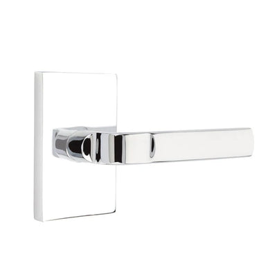 Emtek Aston Lever with Modern Rectangular Rosette in Polished Chrome