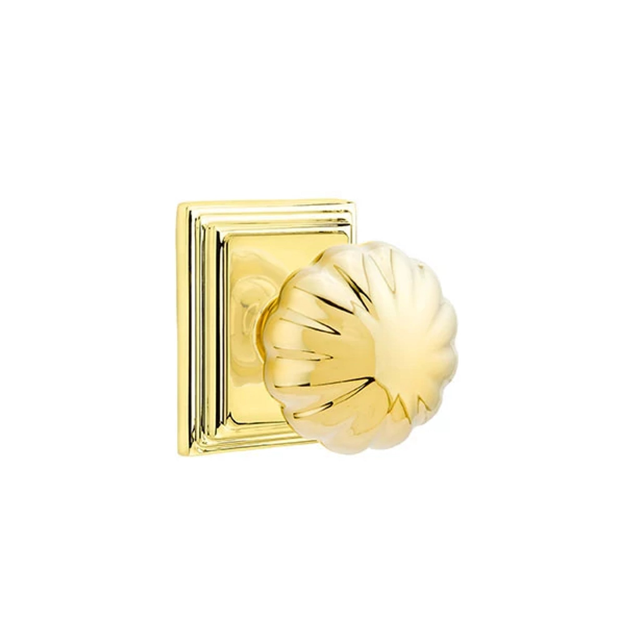 Emtek Melon Knob with Wilshire Rosette in Polished Brass