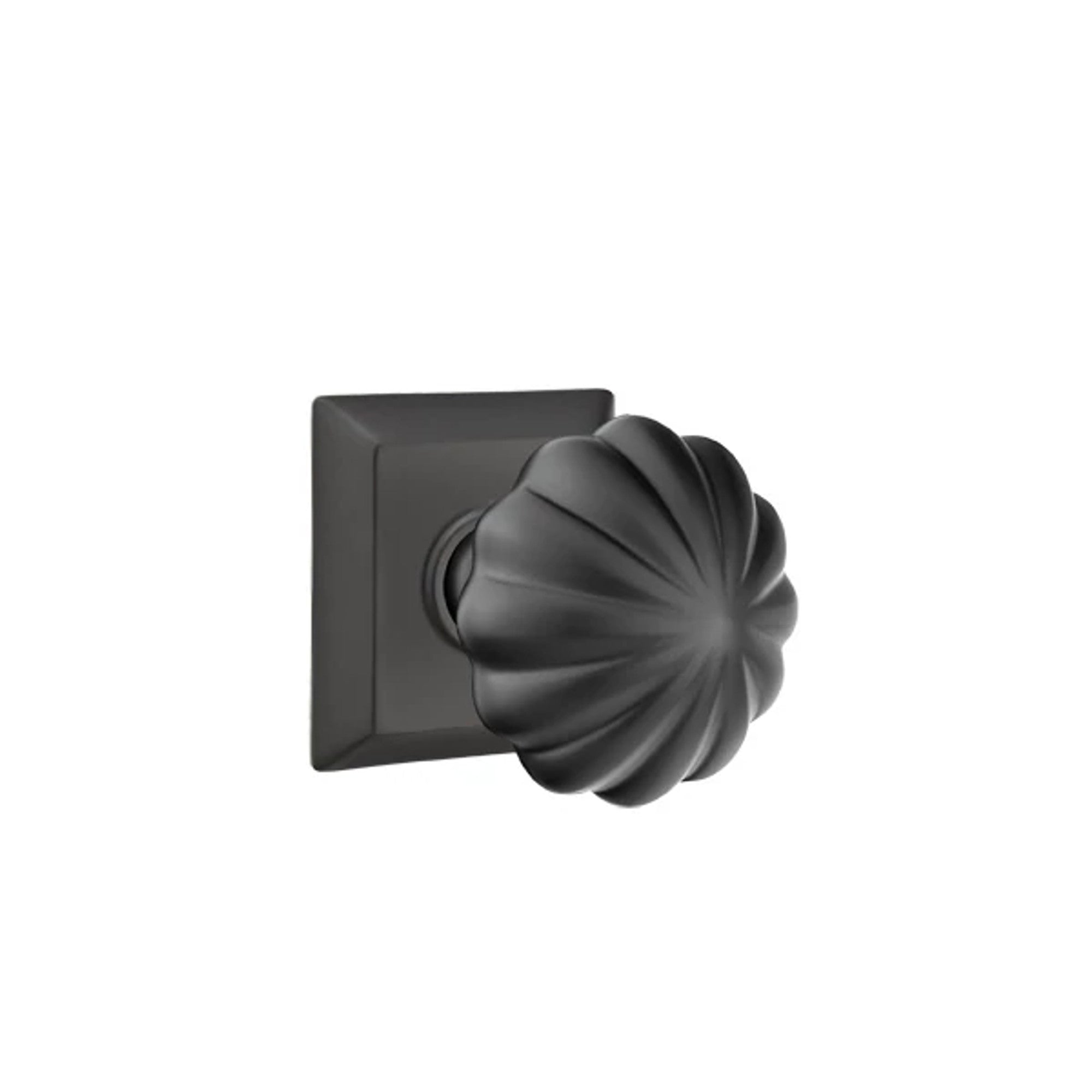 Emtek Melon Knob with Quincy Rosette in Flat Black