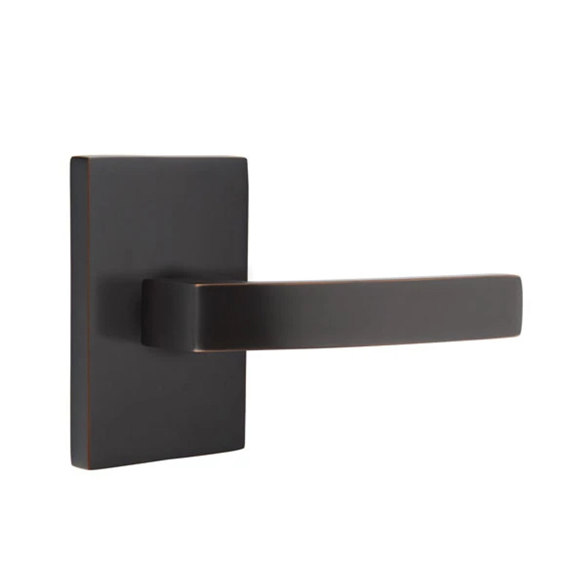 Emtek Breslin Lever with Modern Rectangular Rosette in Oil Rubbed Bronze