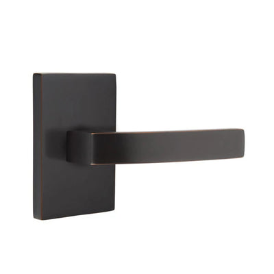 Emtek Breslin Lever with Modern Rectangular Rosette in Oil Rubbed Bronze