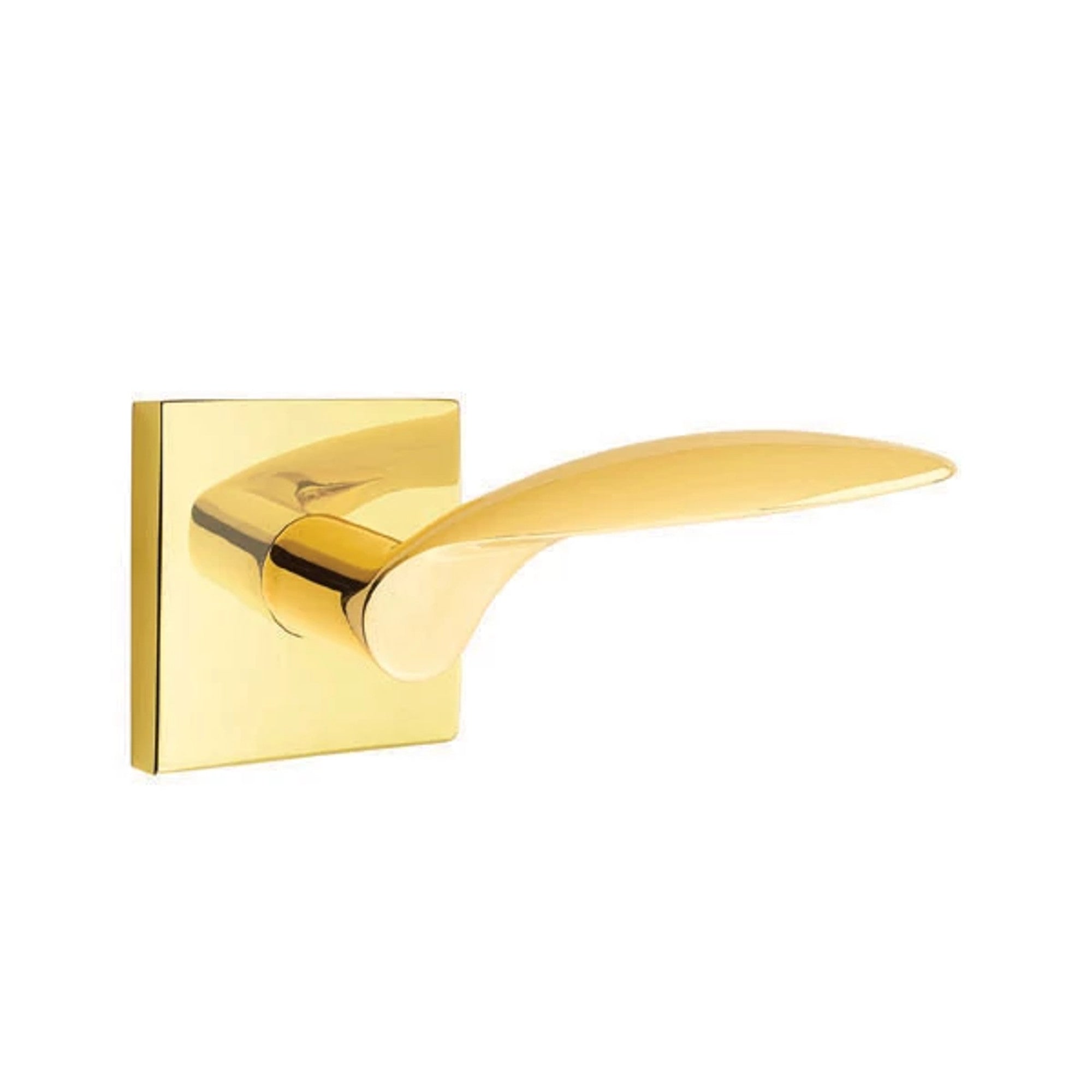 Emtek Mercury Lever with Square Rosette in Unlacquered Brass