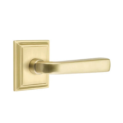 Emtek Sion Lever with Wilshire Rosette in Satin Brass