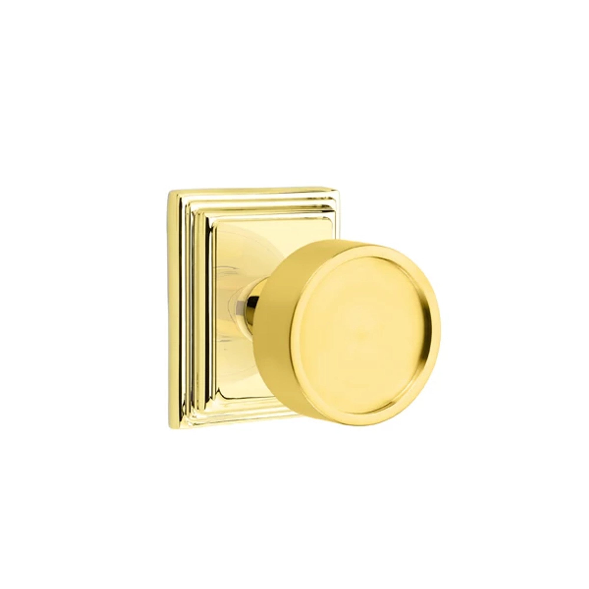 Emtek Verve Knob with Wilshire Rosette in Unlacquered Brass