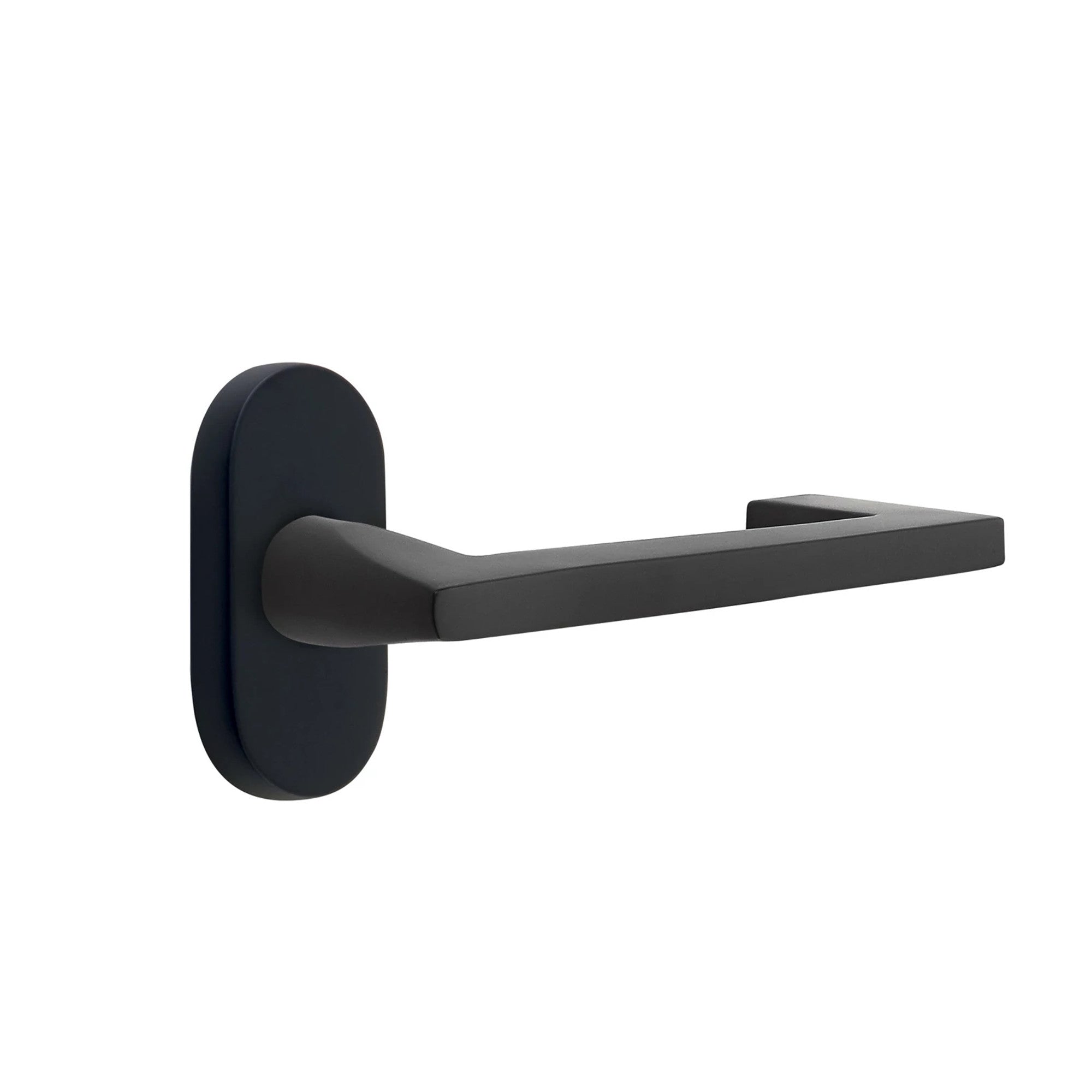 Emtek Argos Lever with Oval Stretto 1-1/2" x 3" in Flat Black
