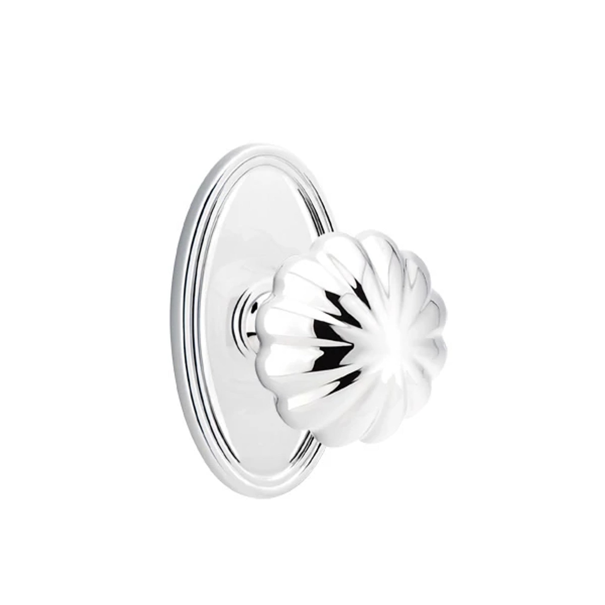 Emtek Melon Knob with Oval Rosette in Polished Chrome
