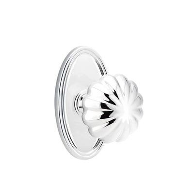 Emtek Melon Knob with Oval Rosette in Polished Chrome