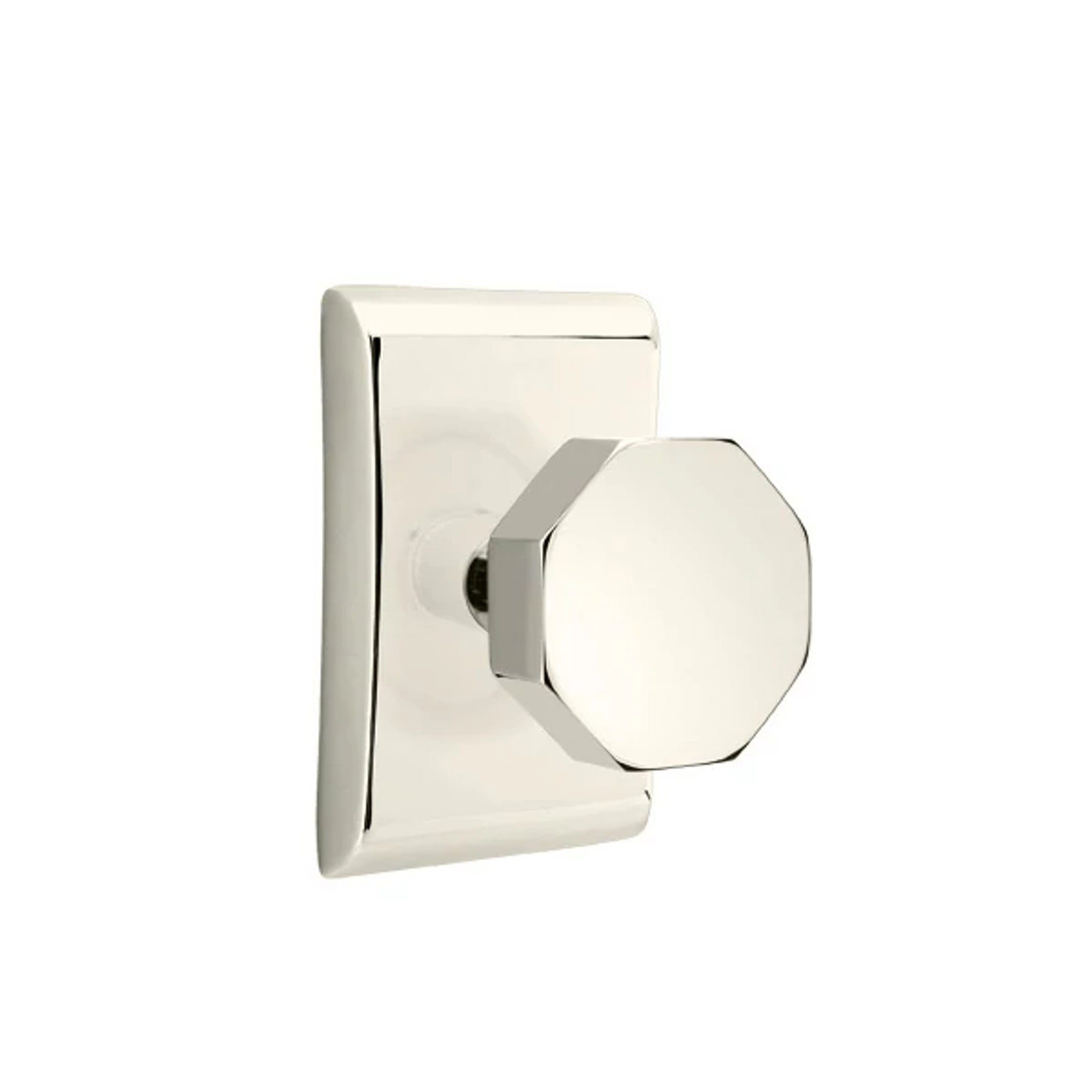 Emtek Octagon Knob with Neos Rosette in Polished Nickel