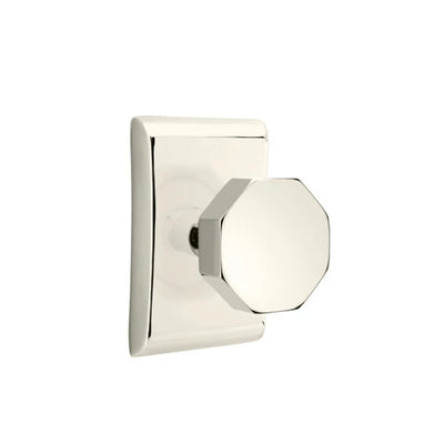 Emtek Octagon Knob with Neos Rosette in Polished Nickel