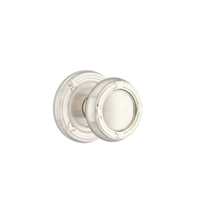 Emtek Ribbon & Reed Knob with Ribbon & Reed Rosette in Satin Nickel