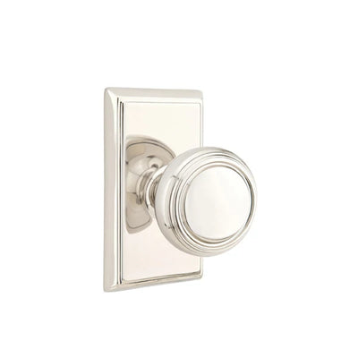 Emtek Norwich Knob with Rectangular Rosette in Polished Nickel