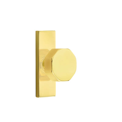 Emtek Octagon Knob with Stretto 1-1/2" x 5" in Unlacquered Brass