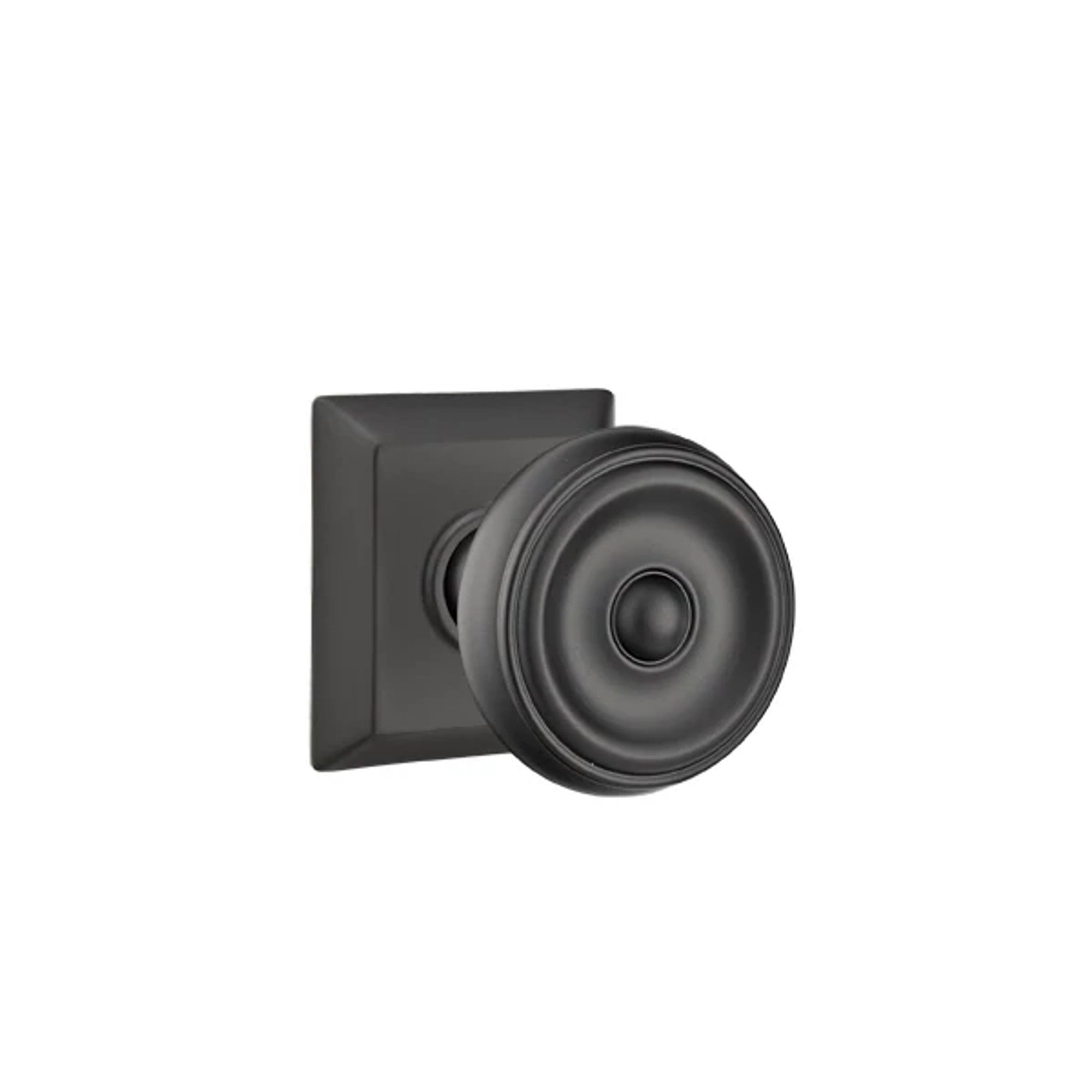 Emtek Waverly Knob with Quincy Rosette in Flat Black