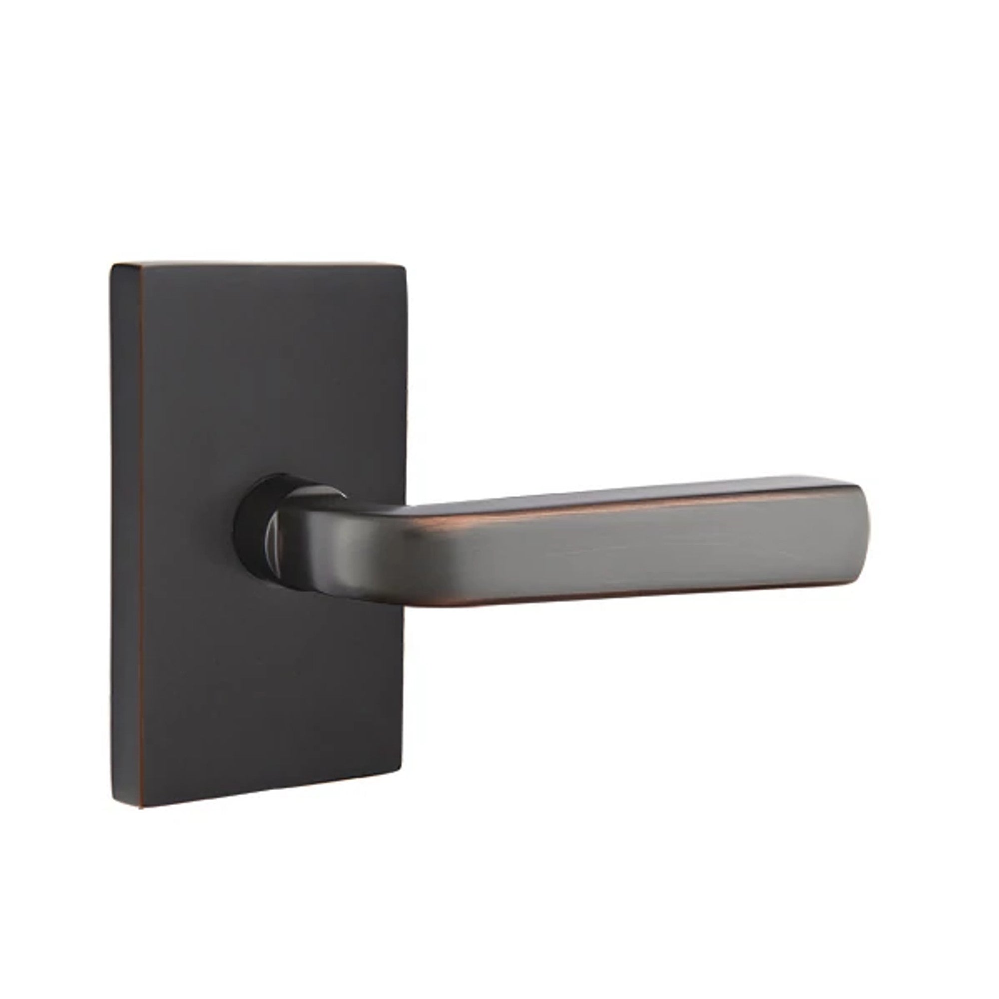Emtek Sion Lever with Modern Rectangular Rosette in Oil Rubbed Bronze